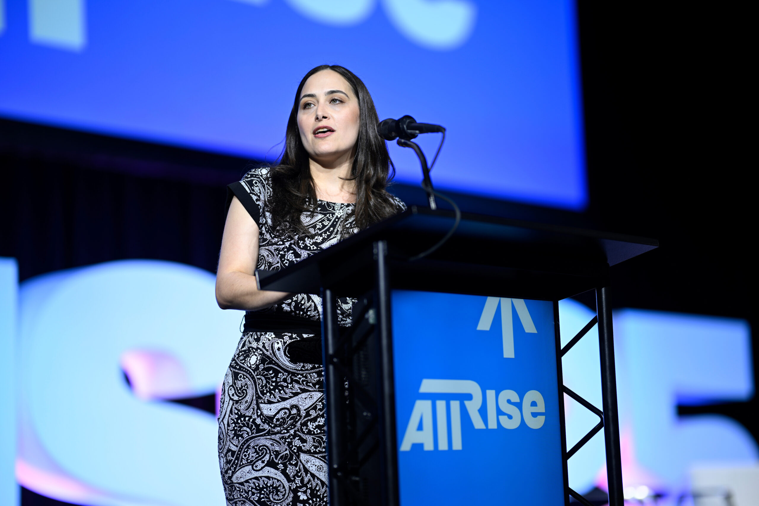 Assistant district attorney and 2007 treatment court graduate Jessica Miraglia kicks off RISE25.